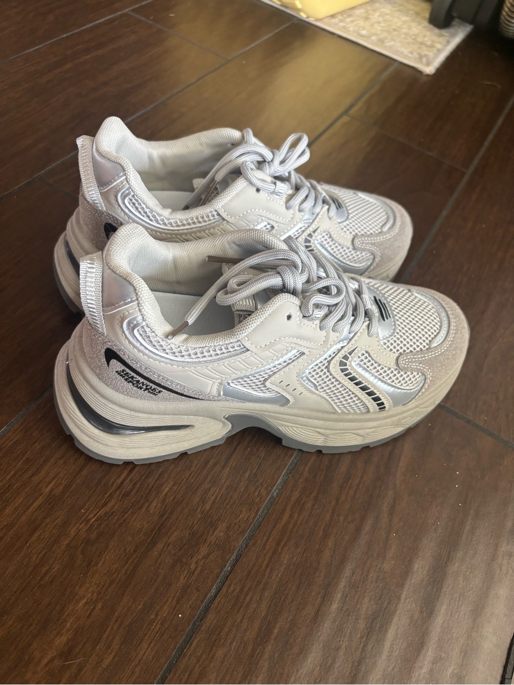Silver Mesh Athletic Sneakers